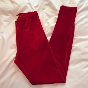 Red velvet leggings